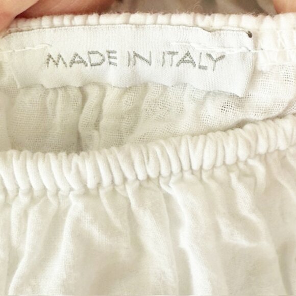 Eyelet Off-Shoulder Dress, Made In Italy, OSFM, White - Picture 3 of 3